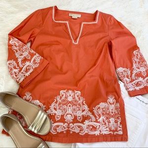 MICHAEL MICHAEL KORS Coral Embroidered Tunic Top